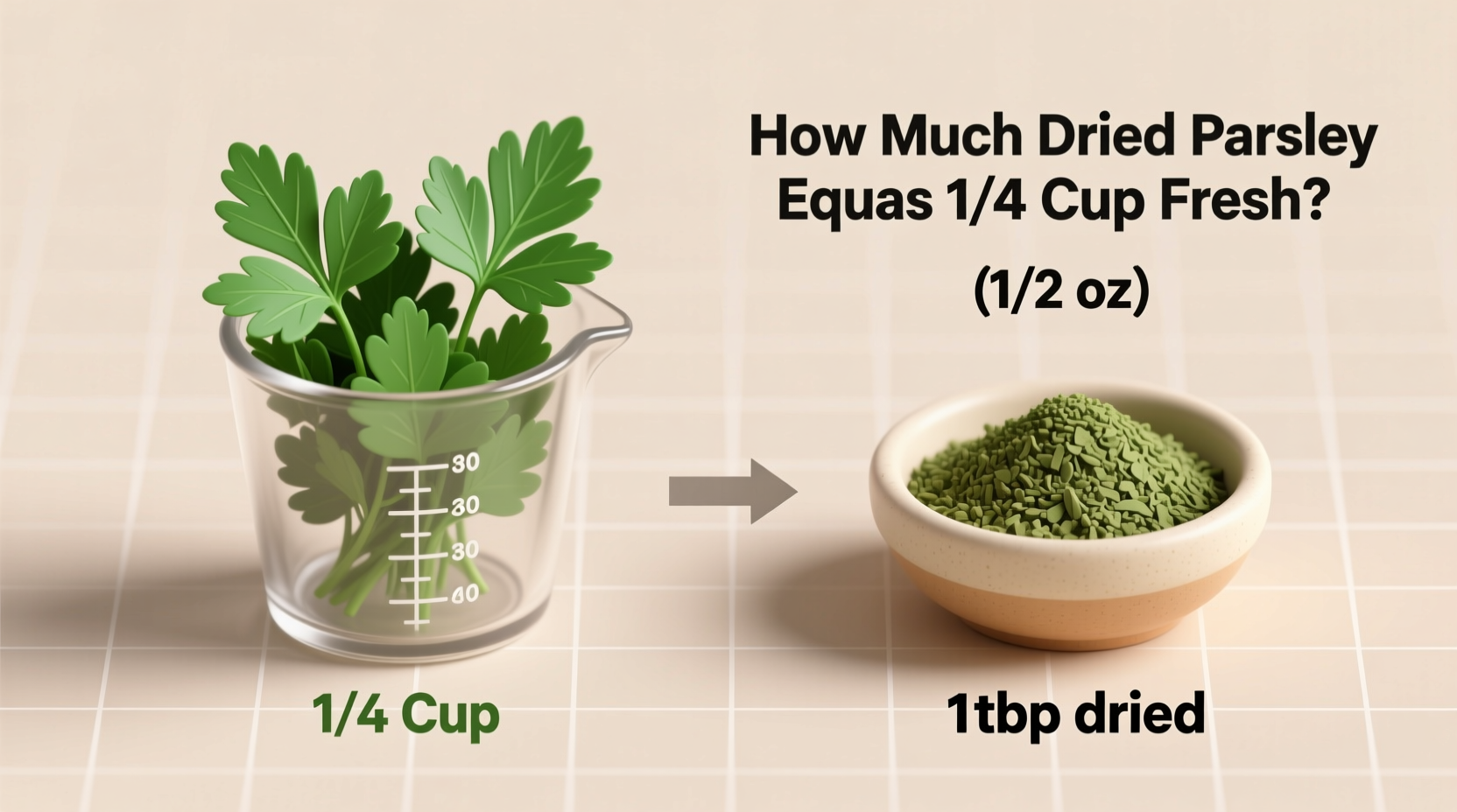 How Much Dried Parsley Equals 1/4 Cup Fresh?