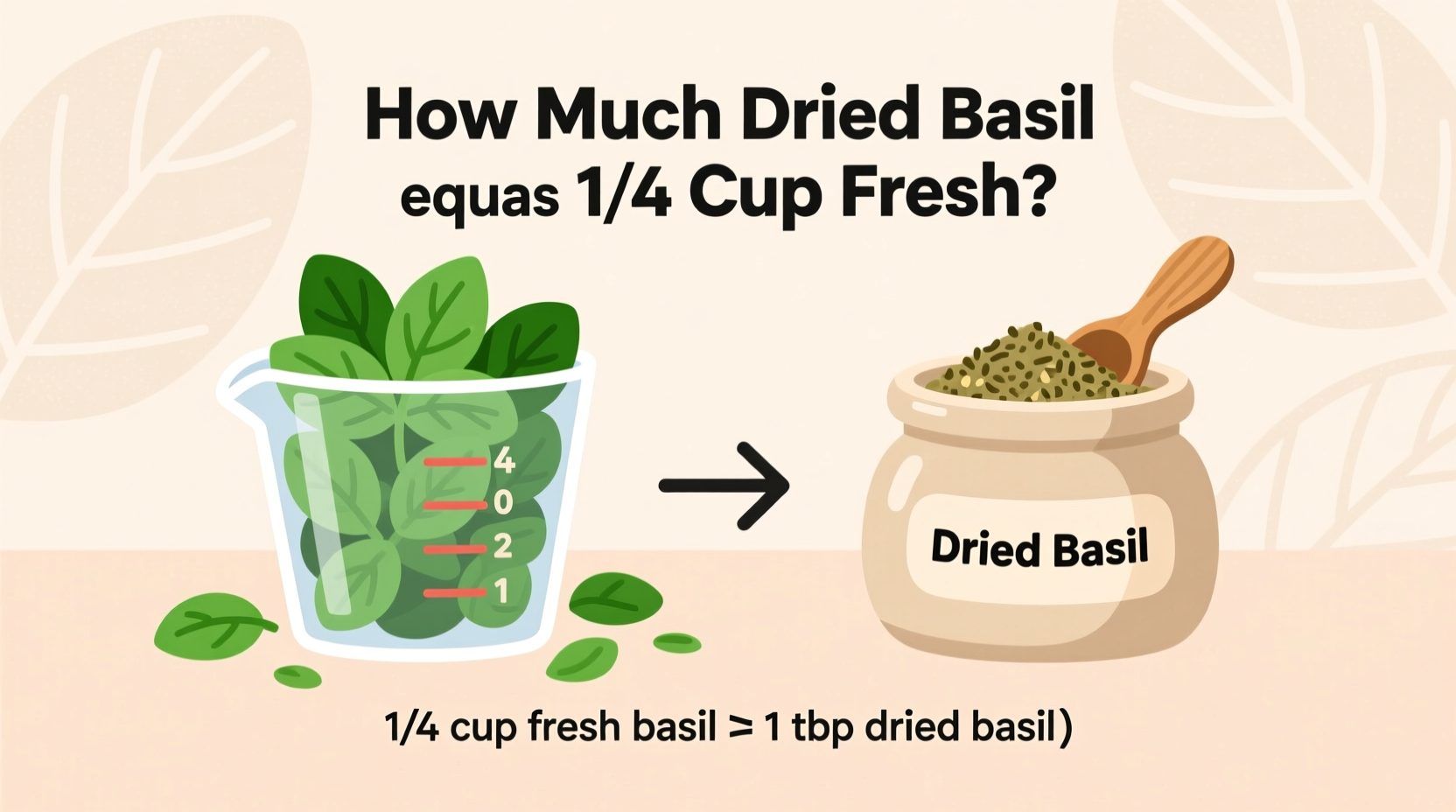 How Much Dried Basil Equals 1/4 Cup Fresh?