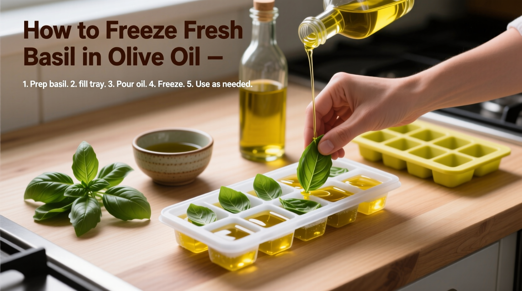 How to Freeze Fresh Basil in Olive Oil