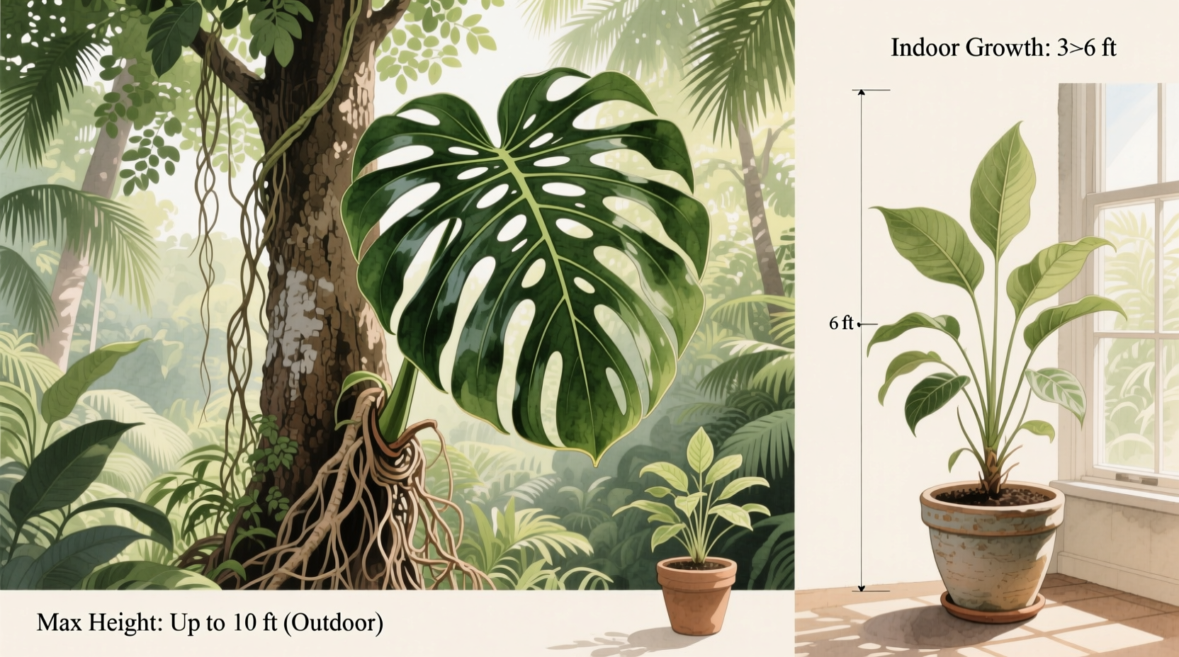 How Big Do Monsteras Get? Indoor & Outdoor Size Guide