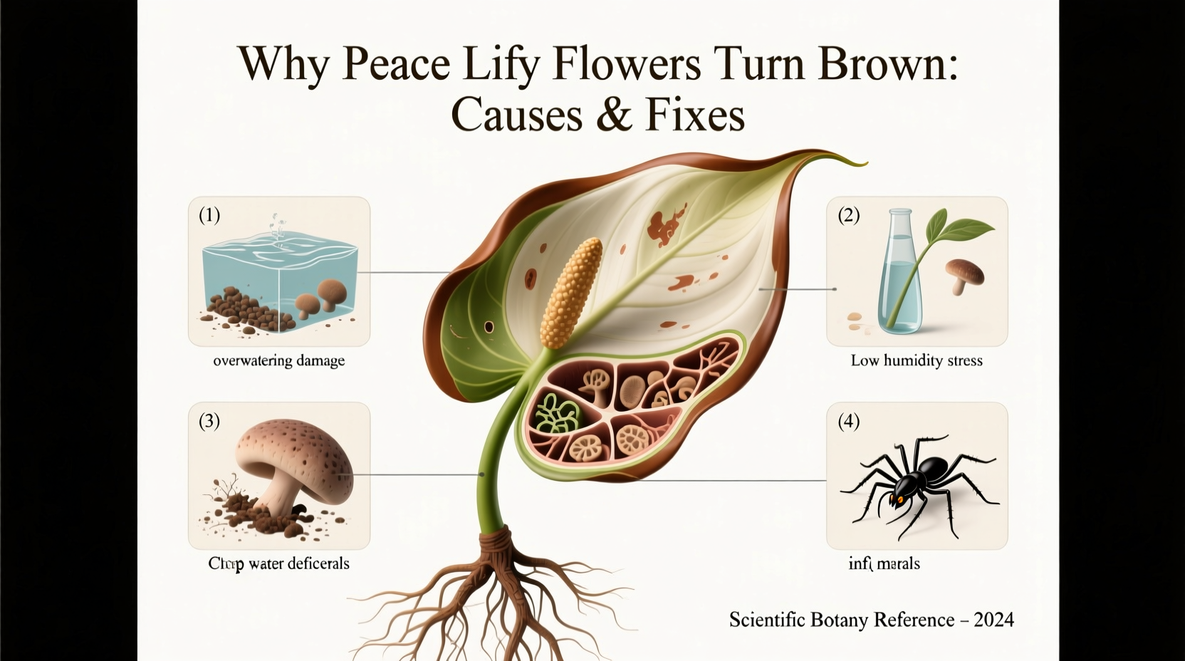 Why Peace Lily Flowers Turn Brown: Causes & Fixes