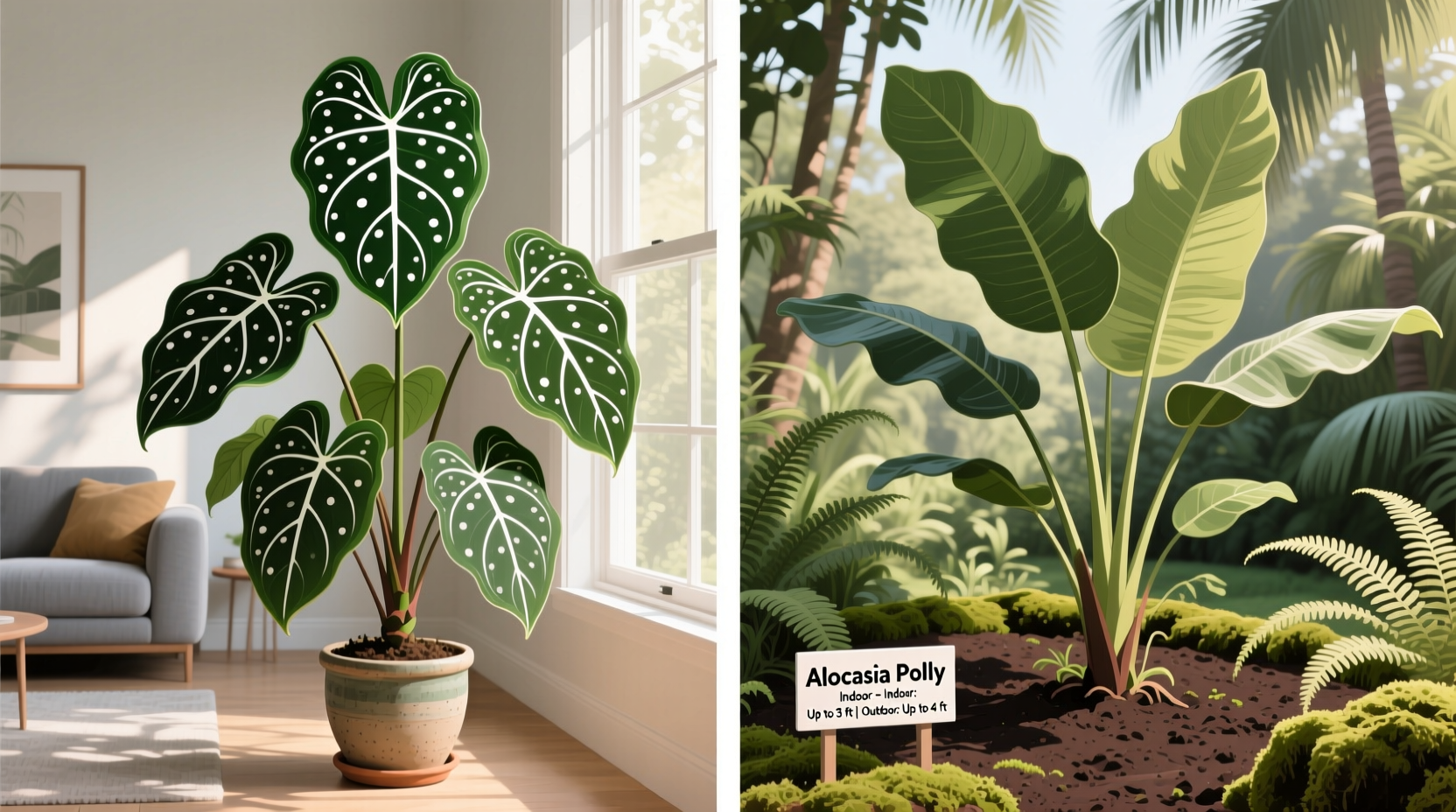 How Big Does Alocasia Polly Get? Indoor & Outdoor Sizes