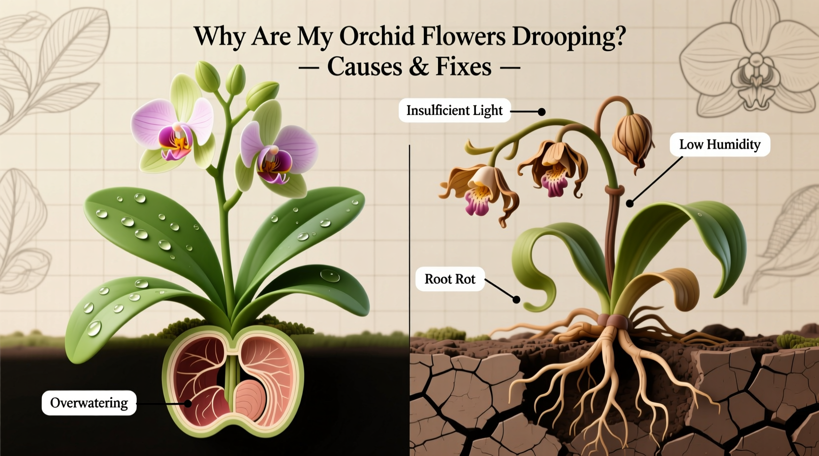 Why Are My Orchid Flowers Drooping? Causes & Fixes