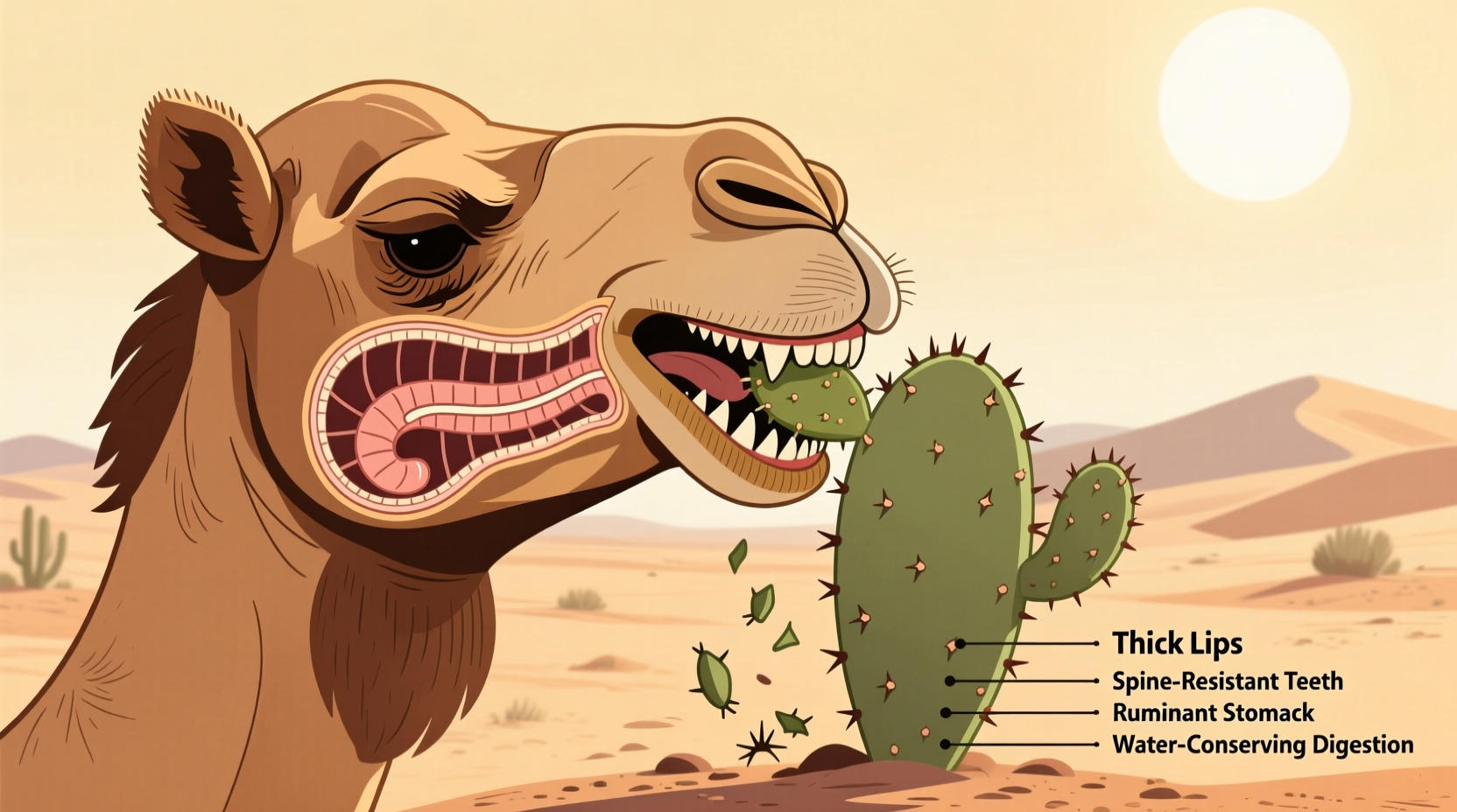 How Can Camels Eat Cactuses Safely?