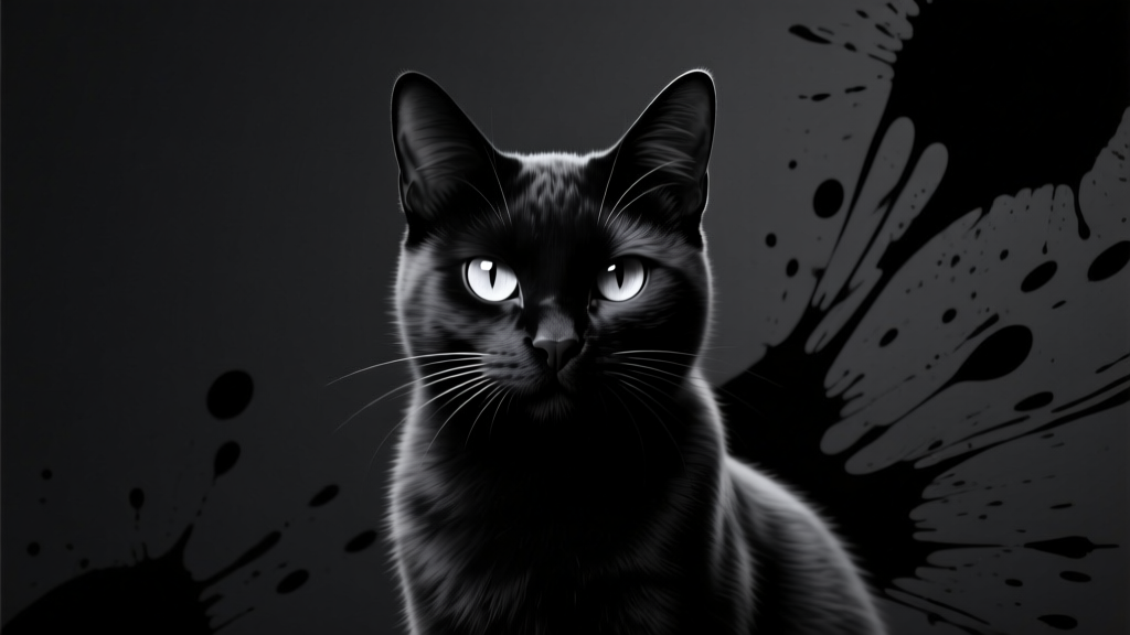 Ink Cat: Solid Black Pattern Focus