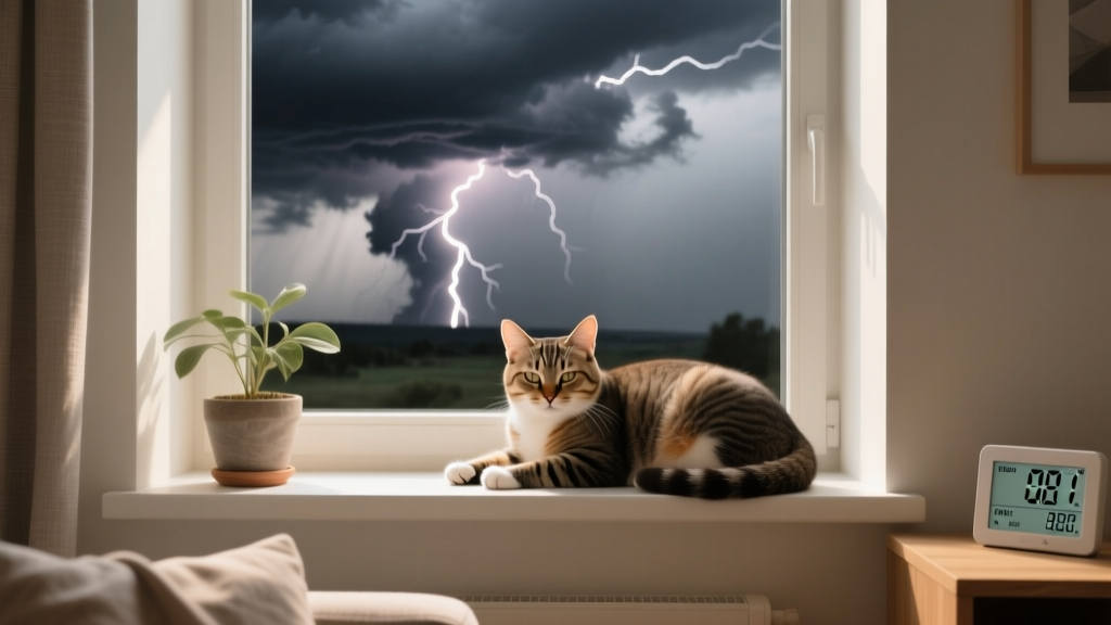 Can weather affect cats behavior at home? Yes — and here’s exactly how barometric pressure drops, humidity spikes, thunderstorms, and seasonal shifts trigger hiding, overgrooming, restlessness, or clinginess (with vet-confirmed patterns and 7 actionable adjustments you can make today)