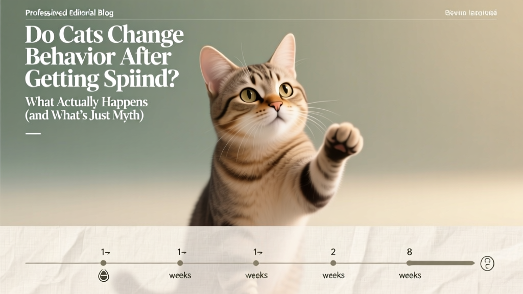Do cats change behavior after getting spayed? What actually happens (and what’s just myth) — a vet-reviewed timeline of temperament shifts, aggression drops, and why your cat might seem calmer, clingier, or completely unchanged in the first 8 weeks.