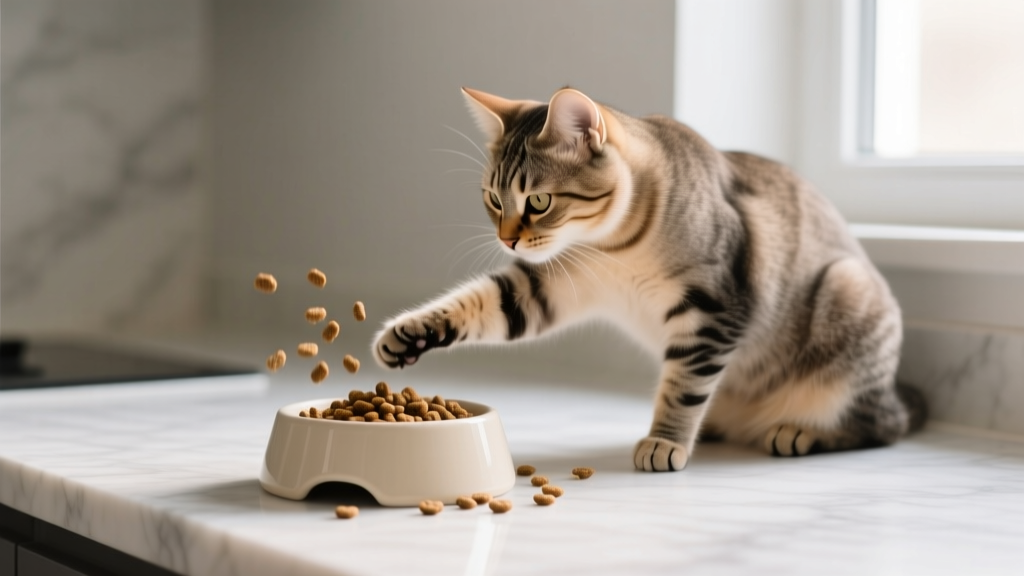 Why Your Cat Pushes Dry Food Out of the Bowl, Ignores It, or Eats Only Certain Kibbles: A Behavior-First Guide to Decoding What Your Cat Is Really Saying About Their Food