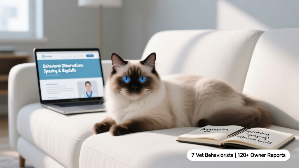 Does spaying change behavior in Ragdoll cats? The truth about aggression, affection, spraying, and calmness — what 7 vet behaviorists and 120+ Ragdoll owners actually observed (not myths)