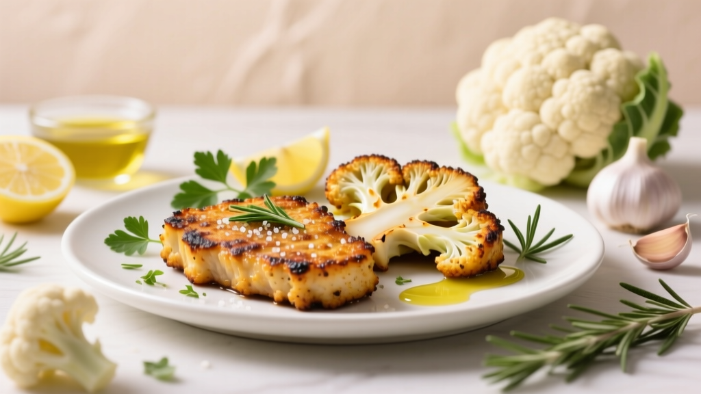 Air Fryer Roasted Cauliflower Steaks: 21g Fiber, 0 Oil, 1...