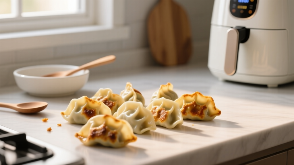 Air Fryer Frozen Dumplings in 8 Minutes: Crispy-Edged, Ju...
