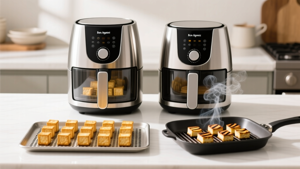 Air Fryer vs. Grill Pan: Seared Tofu Cubes with Minimal O...