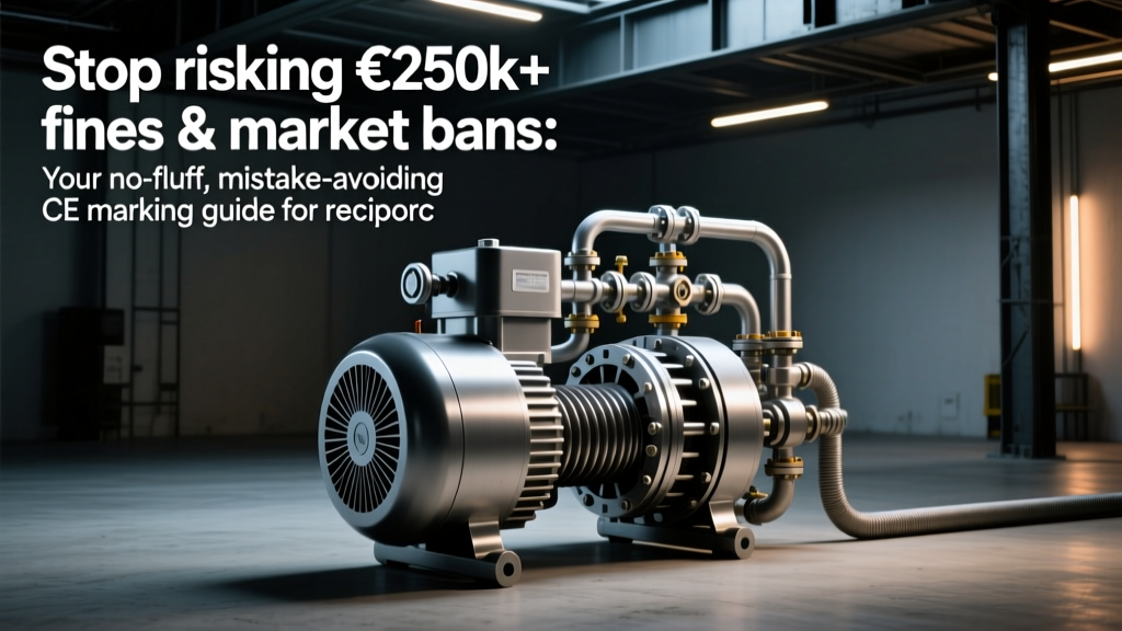 Stop risking €250k+ fines & market bans: Your no-fluff, mistake-avoiding CE marking guide for reciprocating compressors — covering Machinery Directive, PED, ATEX, Notified Body triggers, and the 7 most common certification failures engineers overlook.