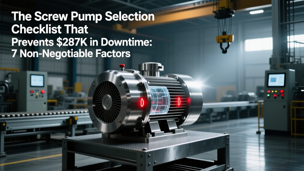 The Screw Pump Selection Checklist That Prevents $287K in Downtime: 7 Non-Negotiable Factors (Including NPSH Margin, Viscosity-Driven Efficiency Loss, and Real-World Material Corrosion Failures)