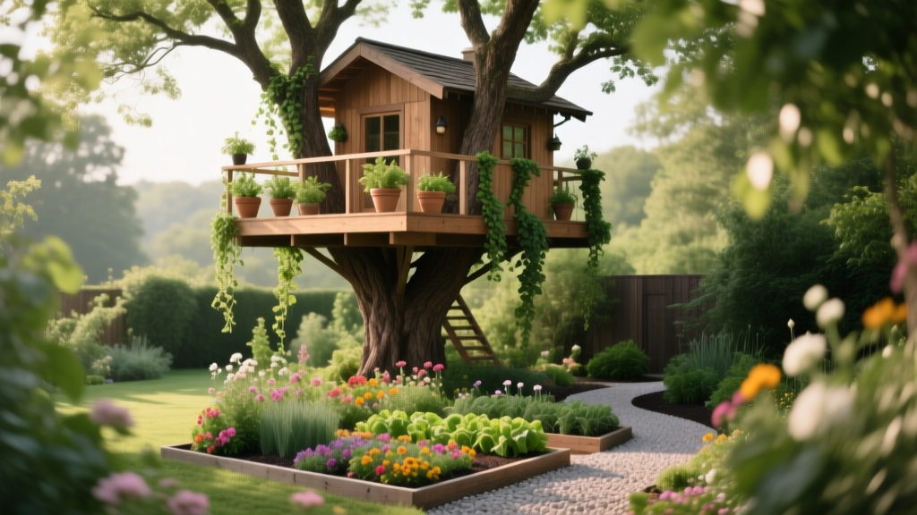 Backyard Treehouse Garden Below