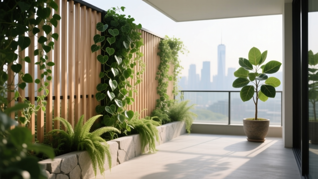 Balcony Privacy Screen with Plants