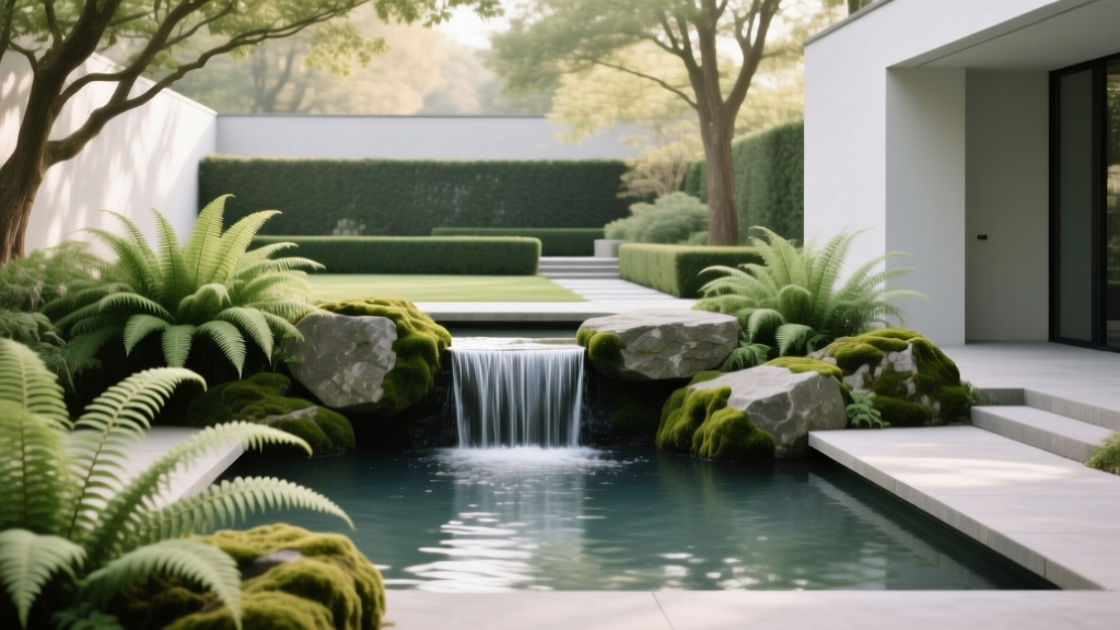 Courtyard Waterfall and Fern Garden