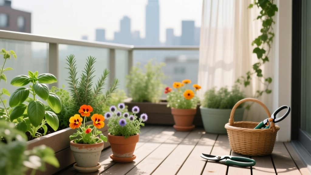 Deck Herb and Edible Flower Garden