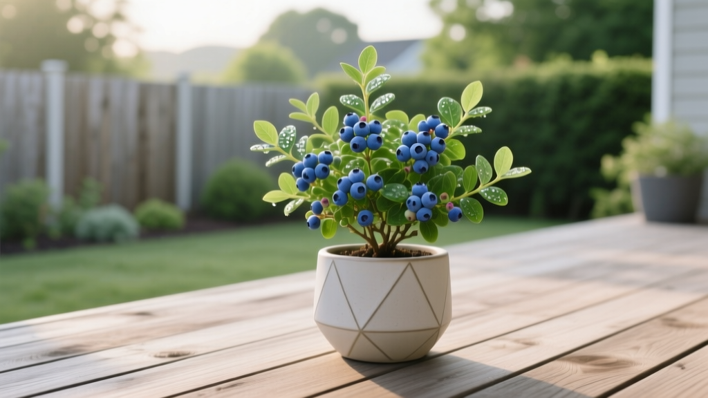 Deck Potted Blueberry Bush Setup