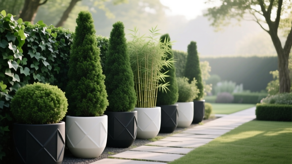 Deck Privacy Hedge in Containers