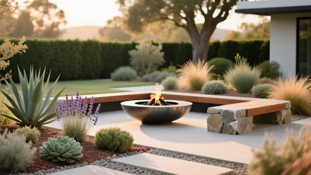 Fire Pit Area Landscaping with Hardy Plants
