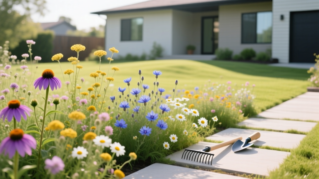 Front Yard Flower Meadow Conversion