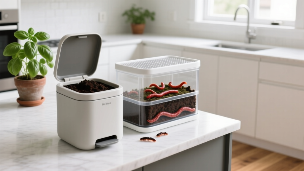 Kitchen Compost and Worm Bin Setup