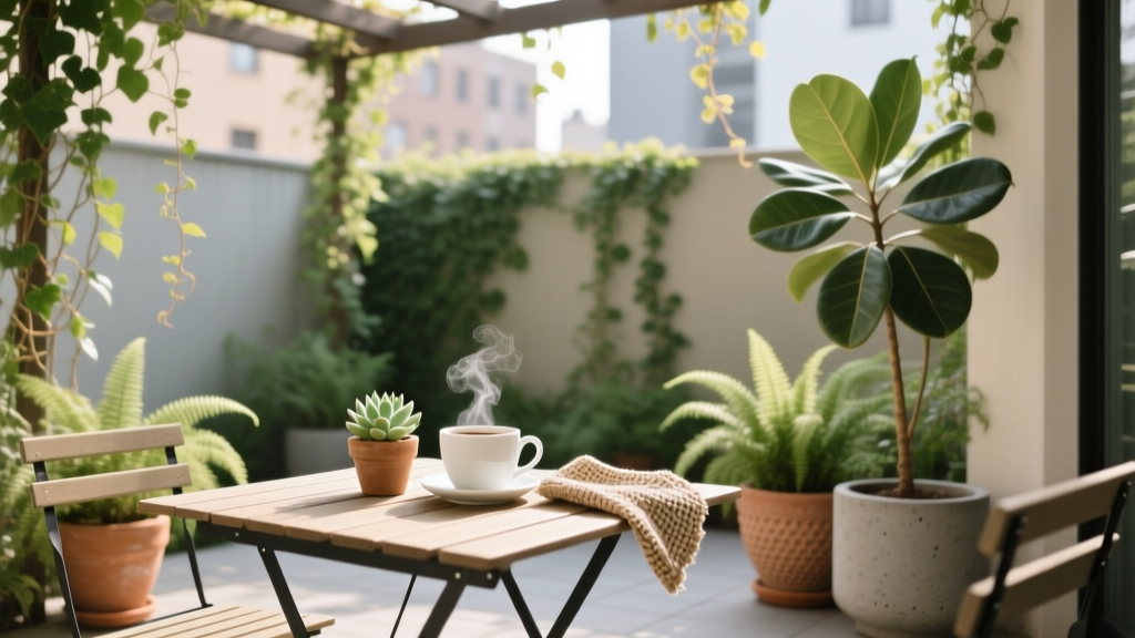 Patio Coffee Corner with Plants