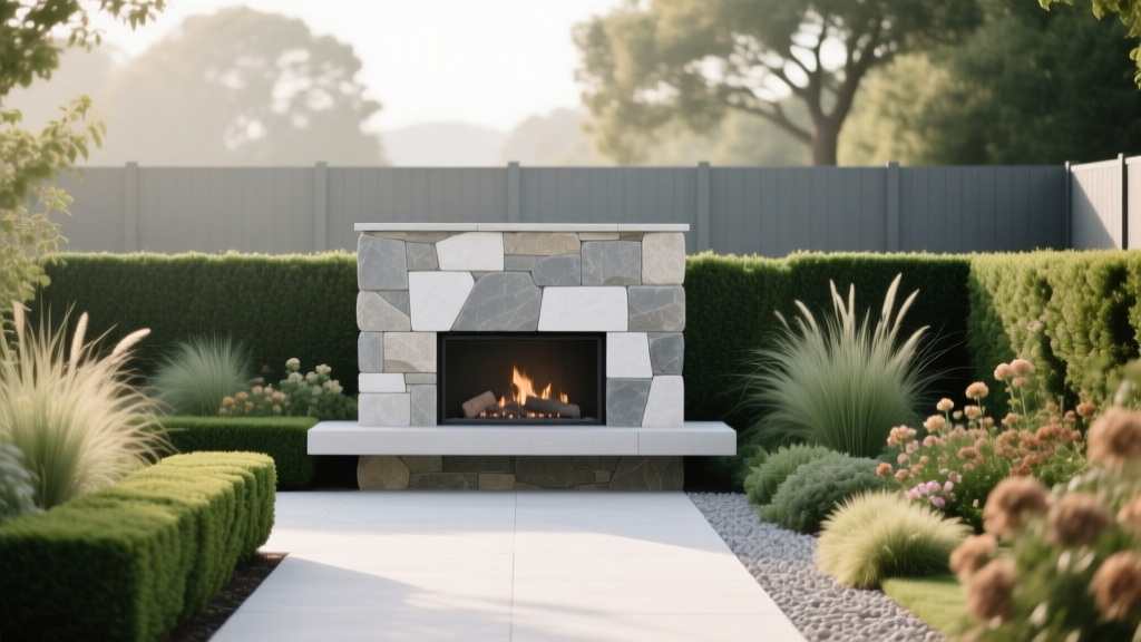 Patio Outdoor Fireplace Garden Border