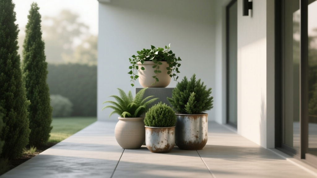 Porch Evergreen Container Display