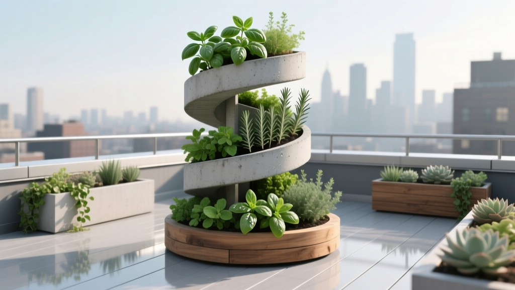 Rooftop Herb Spiral and Planter Combo