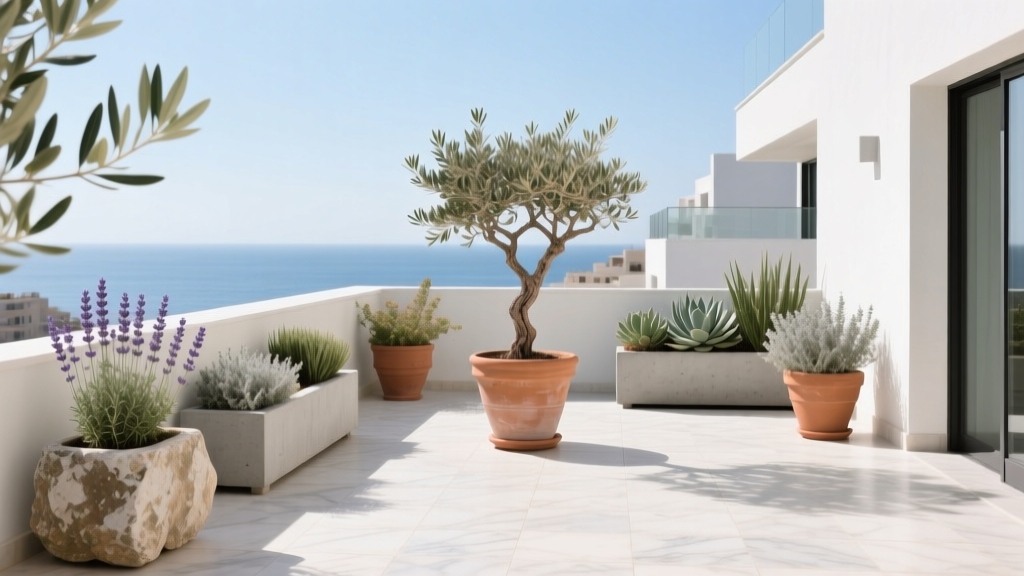 Terrace Mediterranean Container Garden