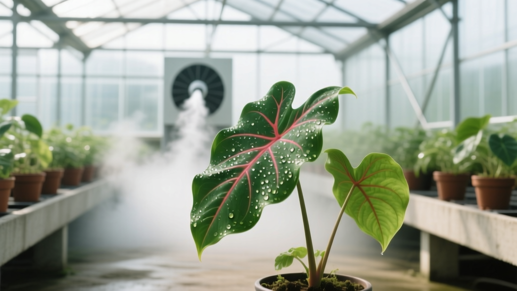 Evaporative Cooling for Caladiums in Greenhouse
