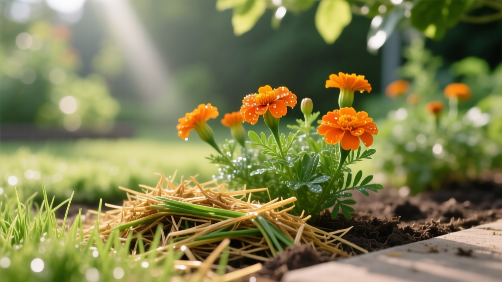 Grass Clippings as Mulch for Marigolds