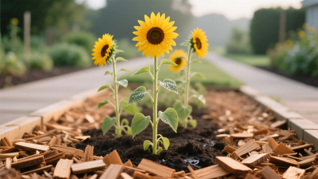 How to Apply Wood Chip Mulch to Sunflowers