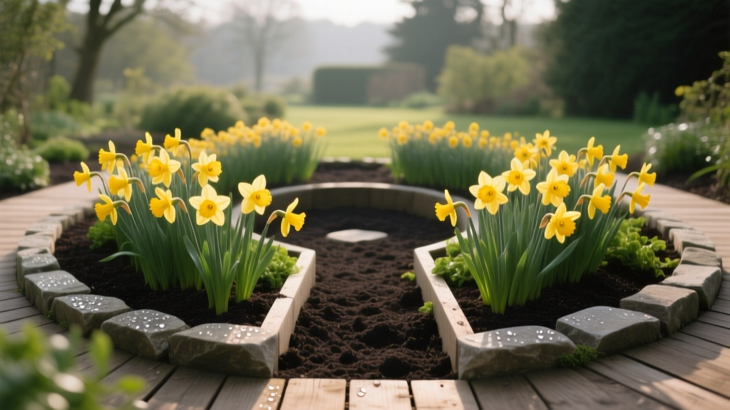 Keyhole Garden Design with Daffodils