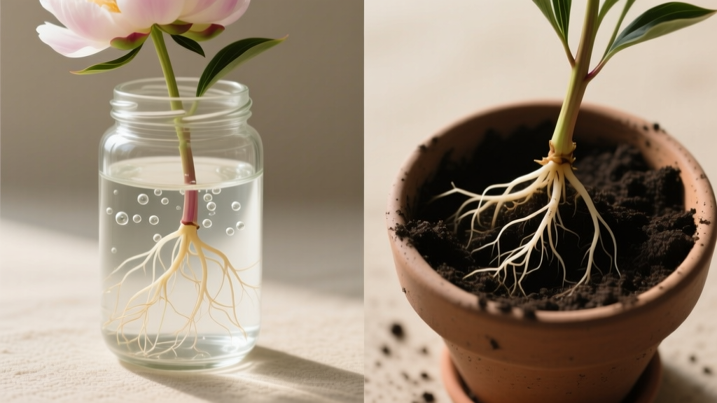Rooting Peonies in Water vs Soil