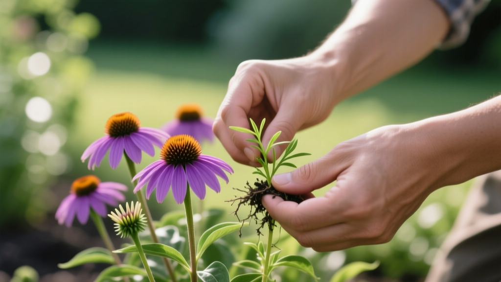 Removing Weeds Around Coneflowers Without Damage