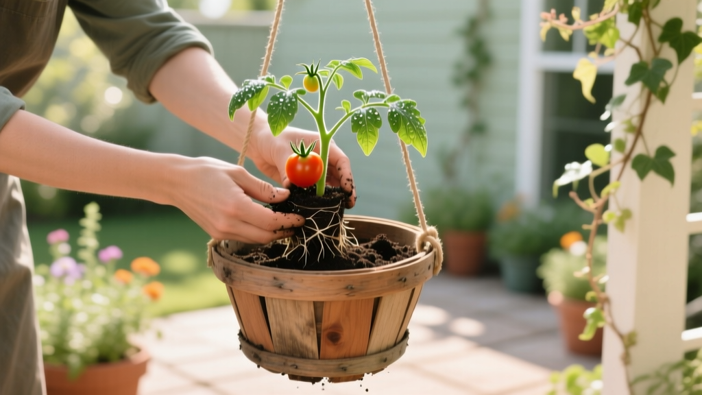 Transplanting Hanging Baskets Seedlings Outdoors