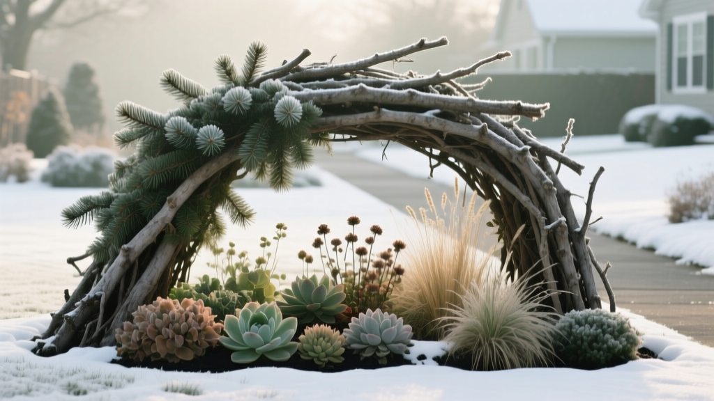 Winter Flower Bed Protection with Boughs