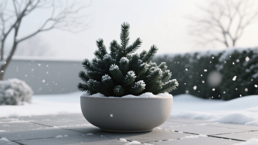 Winter Container Garden with Hardy Evergreens