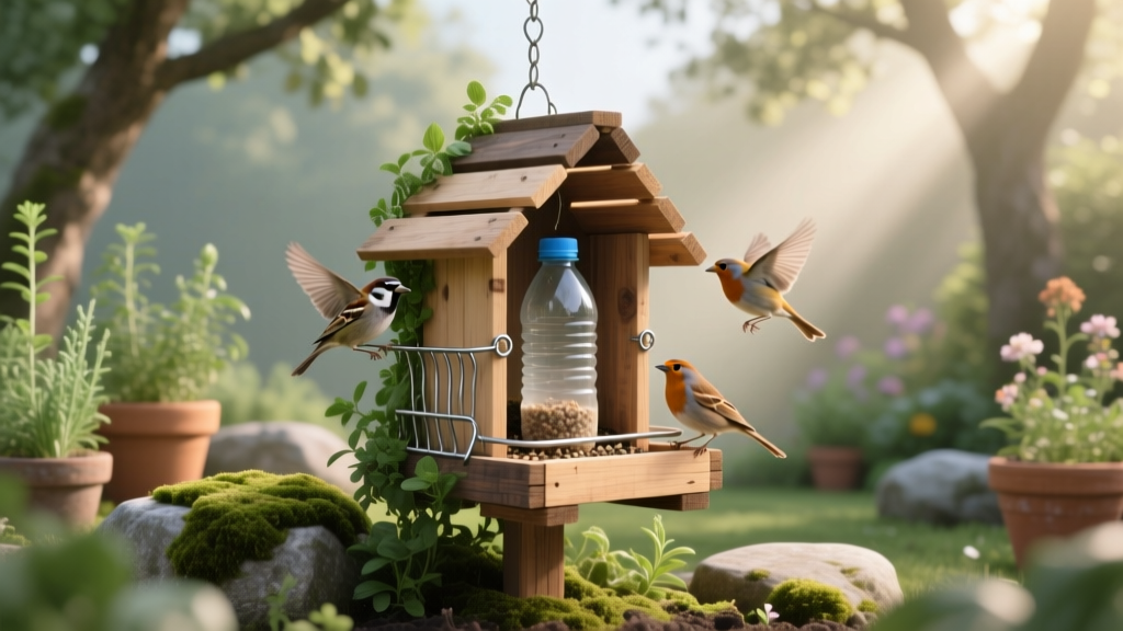 DIY Garden Bird Feeder from Recycled Items