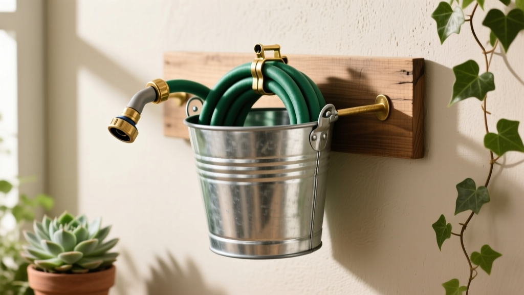 DIY Garden Hose Organizer from Bucket