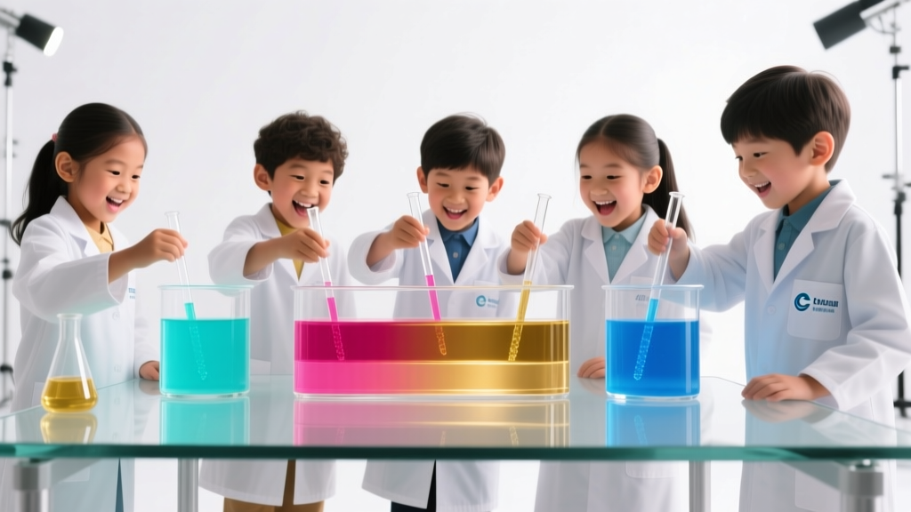 Kids doing a science experiment with colorful liquids