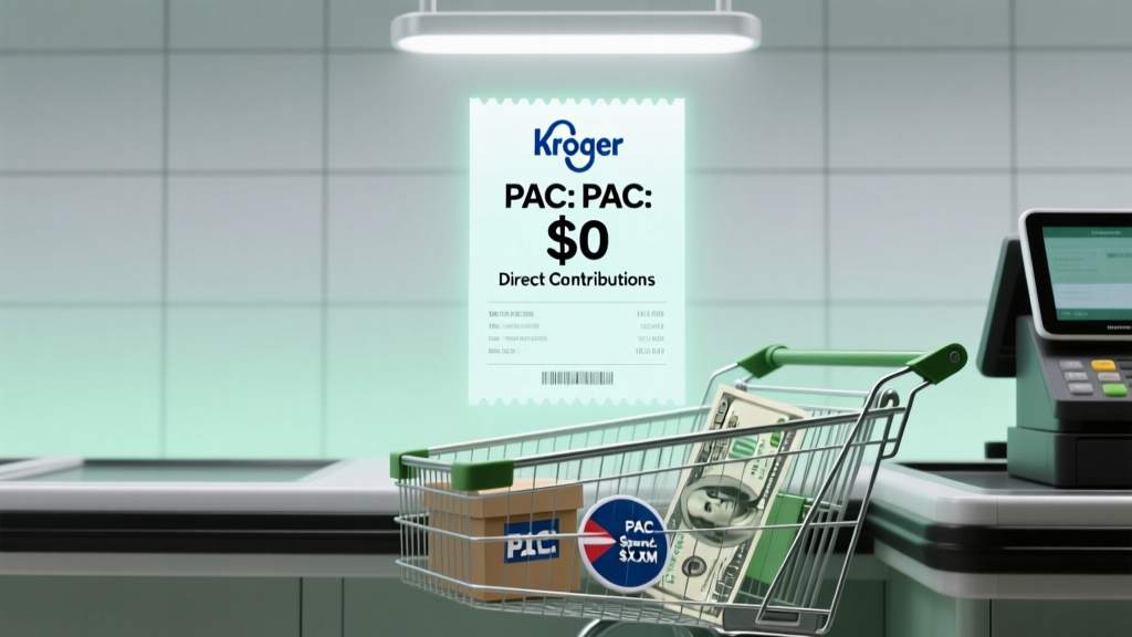 Does Kroger donate to political parties? The truth about its PAC, lobbying spend, and zero direct contributions — plus how to track where your grocery dollars really go in elections.