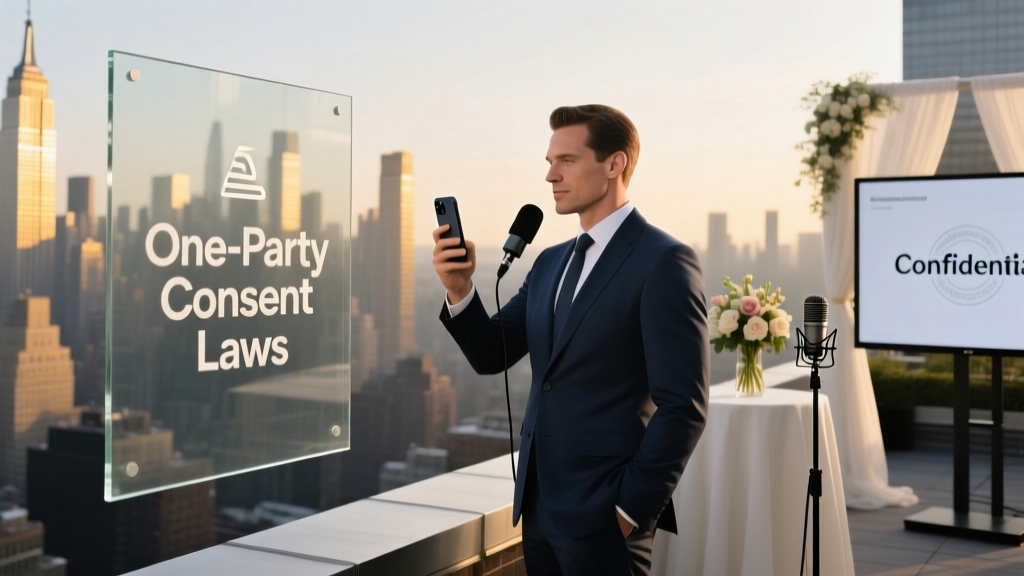 Is NYC a one party consent state? The truth about recording audio at events—and how to avoid lawsuits, fines, or reputational damage before your next wedding, podcast, or corporate meeting.