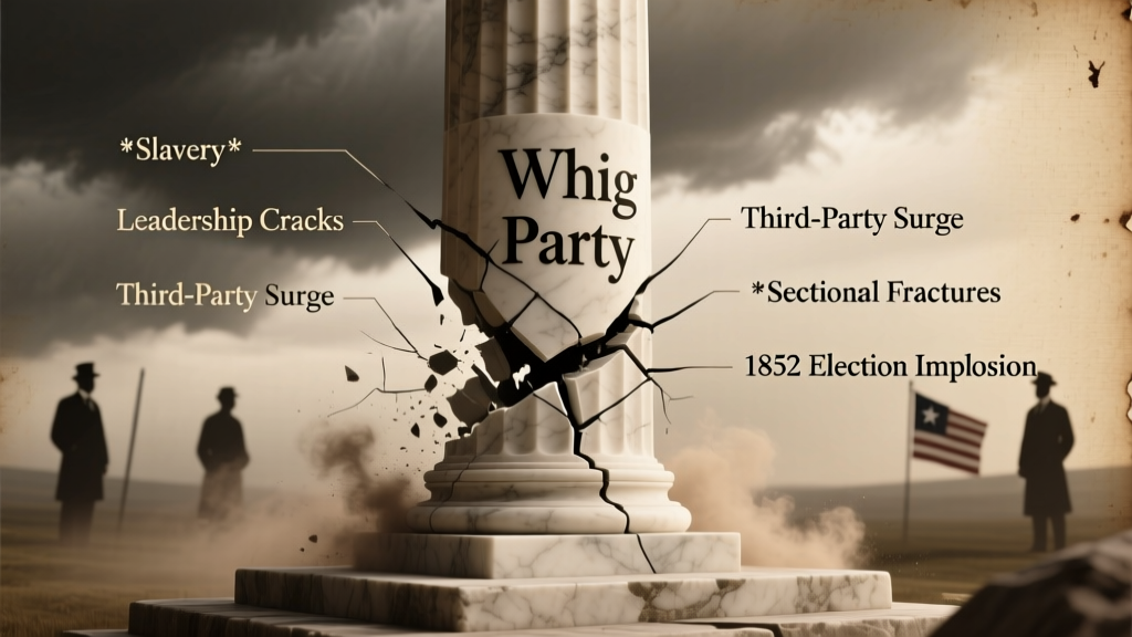 What Caused the Whig Party to Collapse? The 5 Irreversible Fault Lines — Slavery, Leadership Cracks, Third-Party Surge, Sectional Fractures, and the 1852 Election Implosion — That Doomed America’s First Major Opposition Party in Just 12 Years
