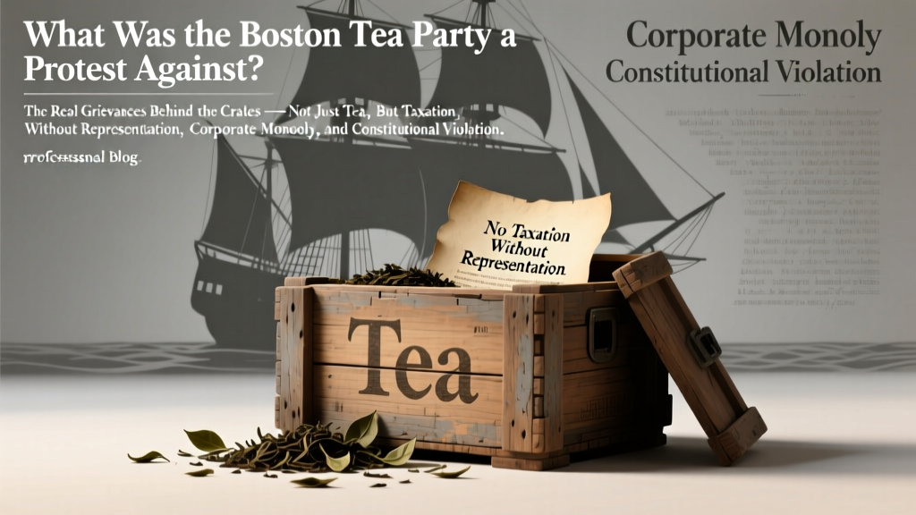 What Was the Boston Tea Party a Protest Against? The Real Grievances Behind the Crates — Not Just Tea, But Taxation Without Representation, Corporate Monopoly, and Constitutional Violation