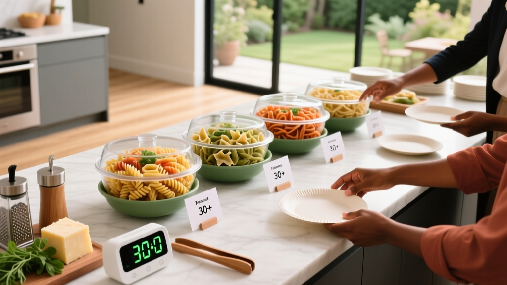 How to Do a Pasta Bar for a Party Without Stress, Overwhelm, or Leftover Noodles: A 7-Step System That Serves 30+ Guests in Under 90 Minutes (With Real-Time Prep Timers & Portion Charts)