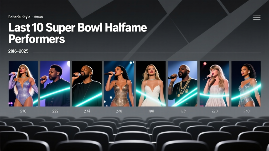 Last 10 Super Bowl Halftime Performers (2016–2025)
